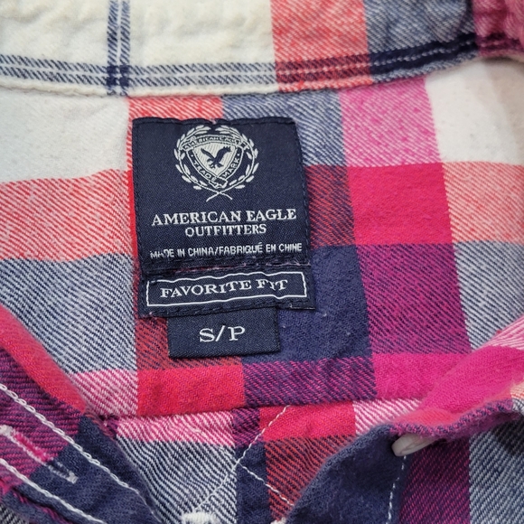 AMERICAN EAGLE OUTFITTERS Favorite Fit Plaid Flannel Button Down, S Vintage Y2K - Picture 2 of 8